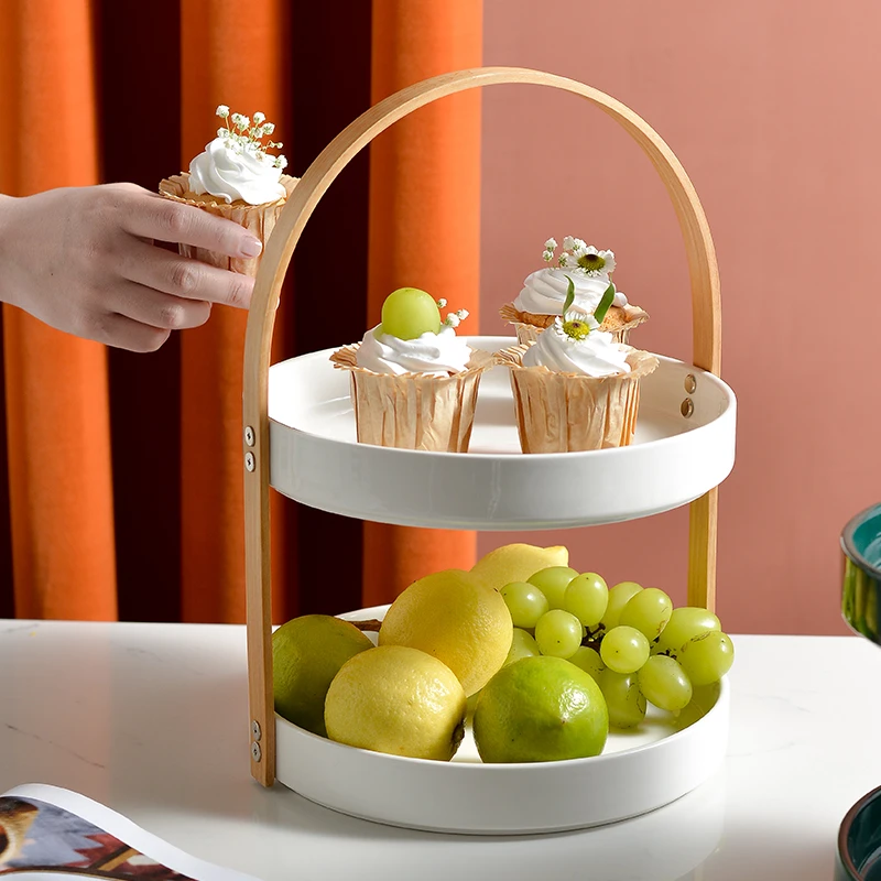 家用客厅双层水果篮糖果盘婚庆聚会酒店甜品台蛋糕点心干果零食盘