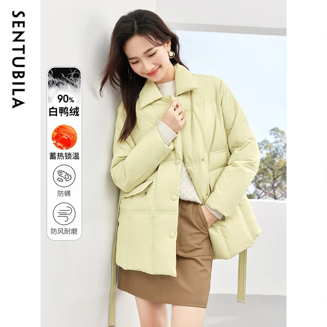 尚都比拉|休闲西装领单排扣防泼水职场通勤无性别羽绒服-50538