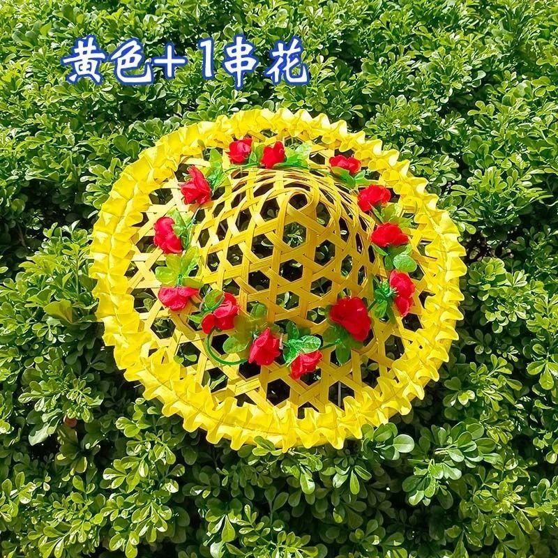 出售海南竹编斗笠帽 舞蹈帽子小赶海舞蹈道具成人儿童舞蹈帽