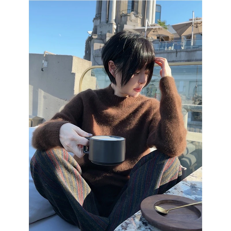 KOKO WANG"轻奢简约"小众精致拉绒时尚百搭半高领针织衫3111847