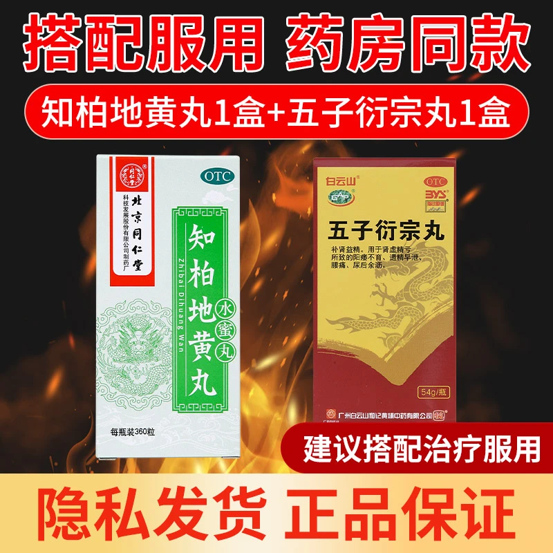 同仁堂知柏地黄丸360丸五子衍宗丸54g肾虚遗精潮热盗汗正品口服