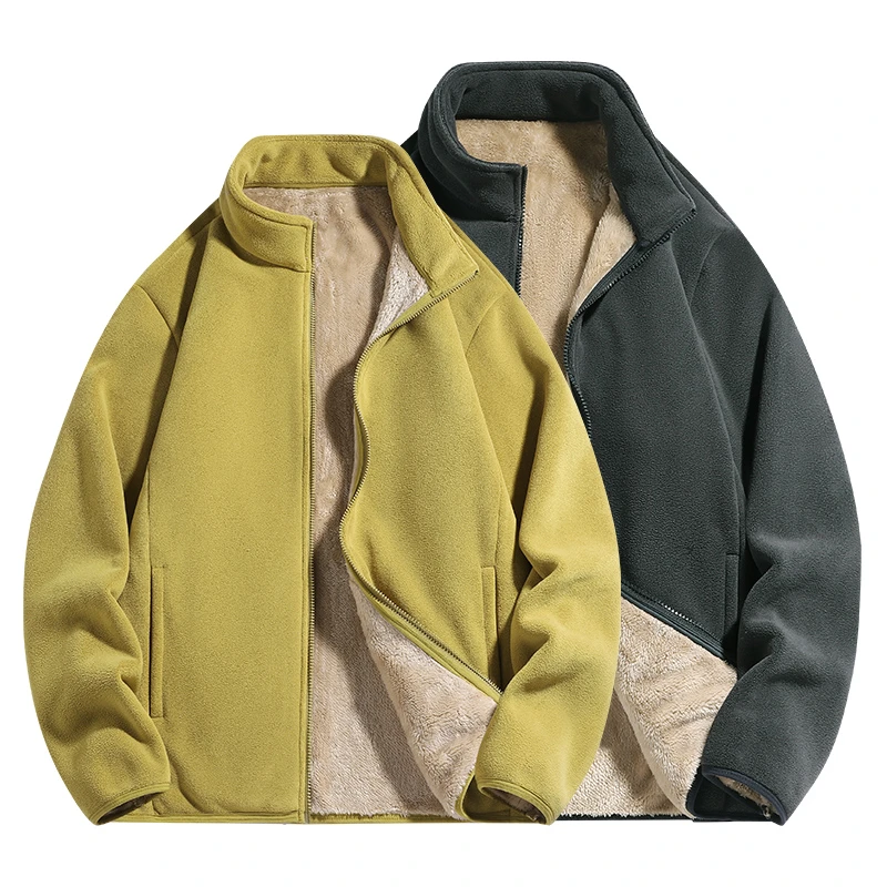 初将男情侣保暖防风奥利绒抓绒衣女加厚立领加绒户外运动男士