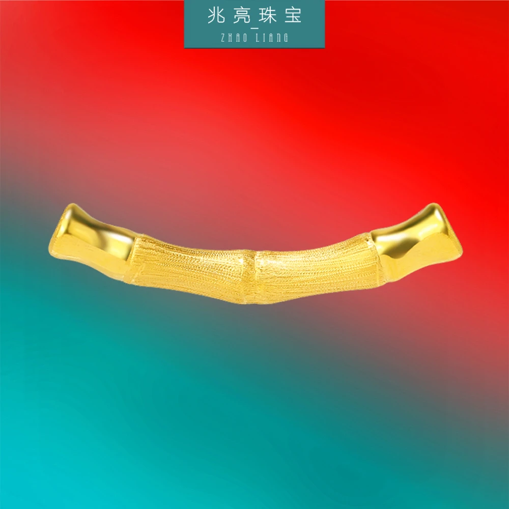 兆亮珠宝足金黄金弯管时尚竹节国风首饰精美百搭精致简约气质经典