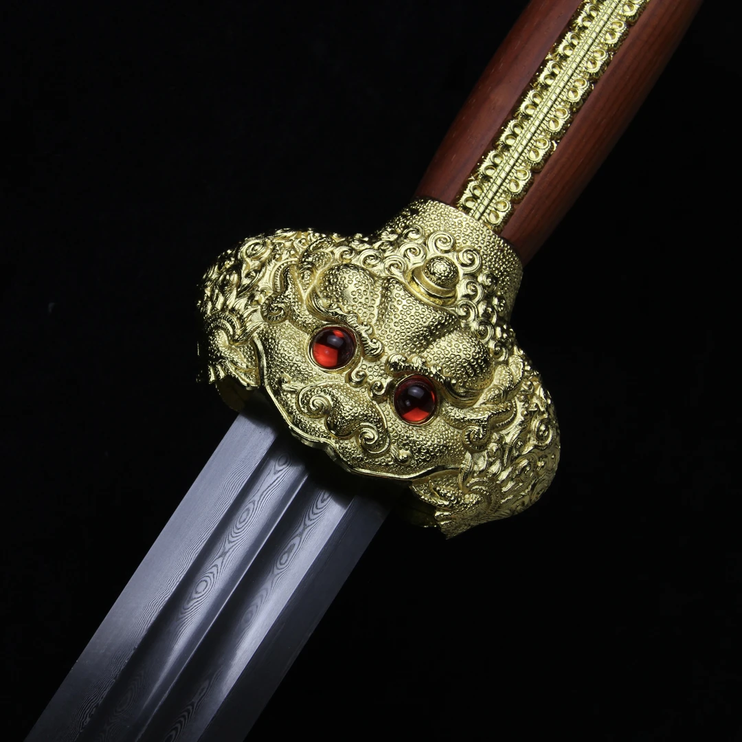 永乐剑 红木 合金装 花纹钢 工艺品 未开刃