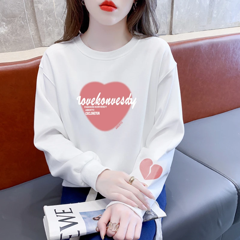 品牌清仓2023新款冬季加绒加厚卫衣女宽松高级感t恤衫纯棉上衣服