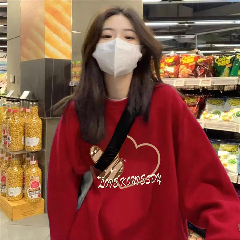 品牌特价2023新款冬季加绒加厚卫衣女外套休闲上衣服百搭长袖T恤