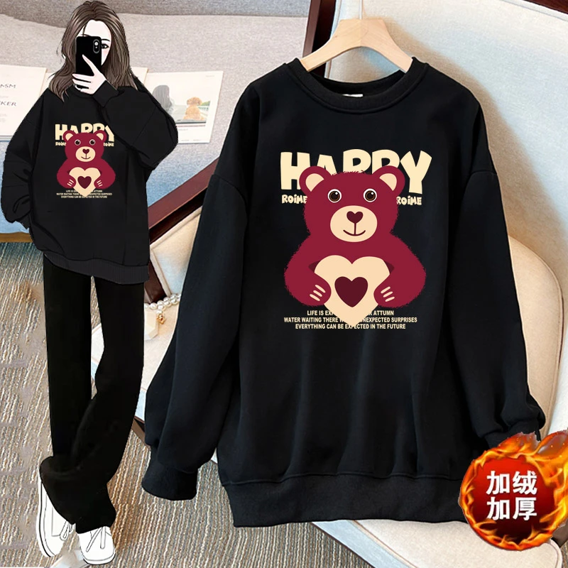 粉丝福利潮流卫衣女2024新款宽松上衣服冬季加绒加厚套头保暖外套