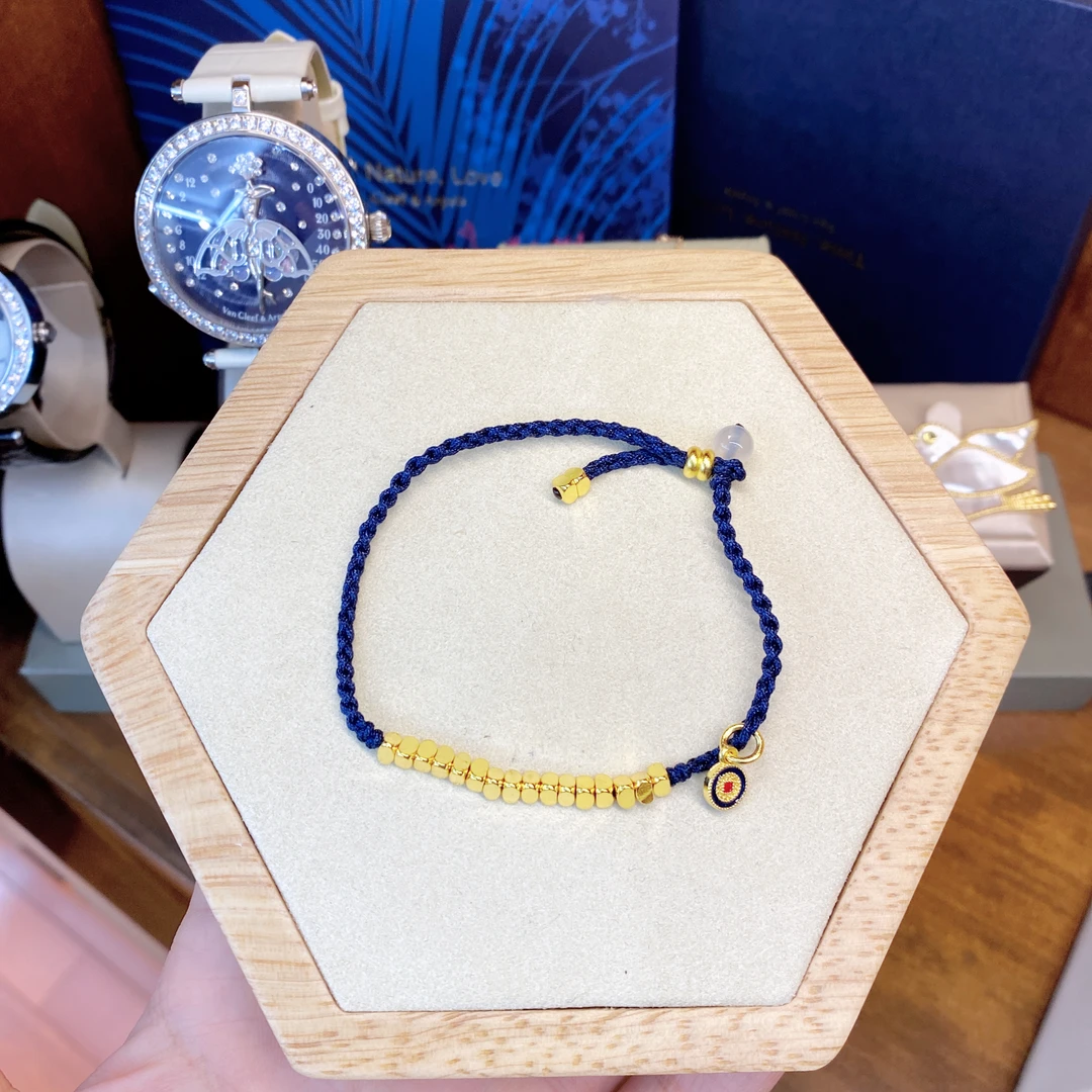 925银合成锆石手链 黑标K蓝色小钱串时尚百搭手链dois12