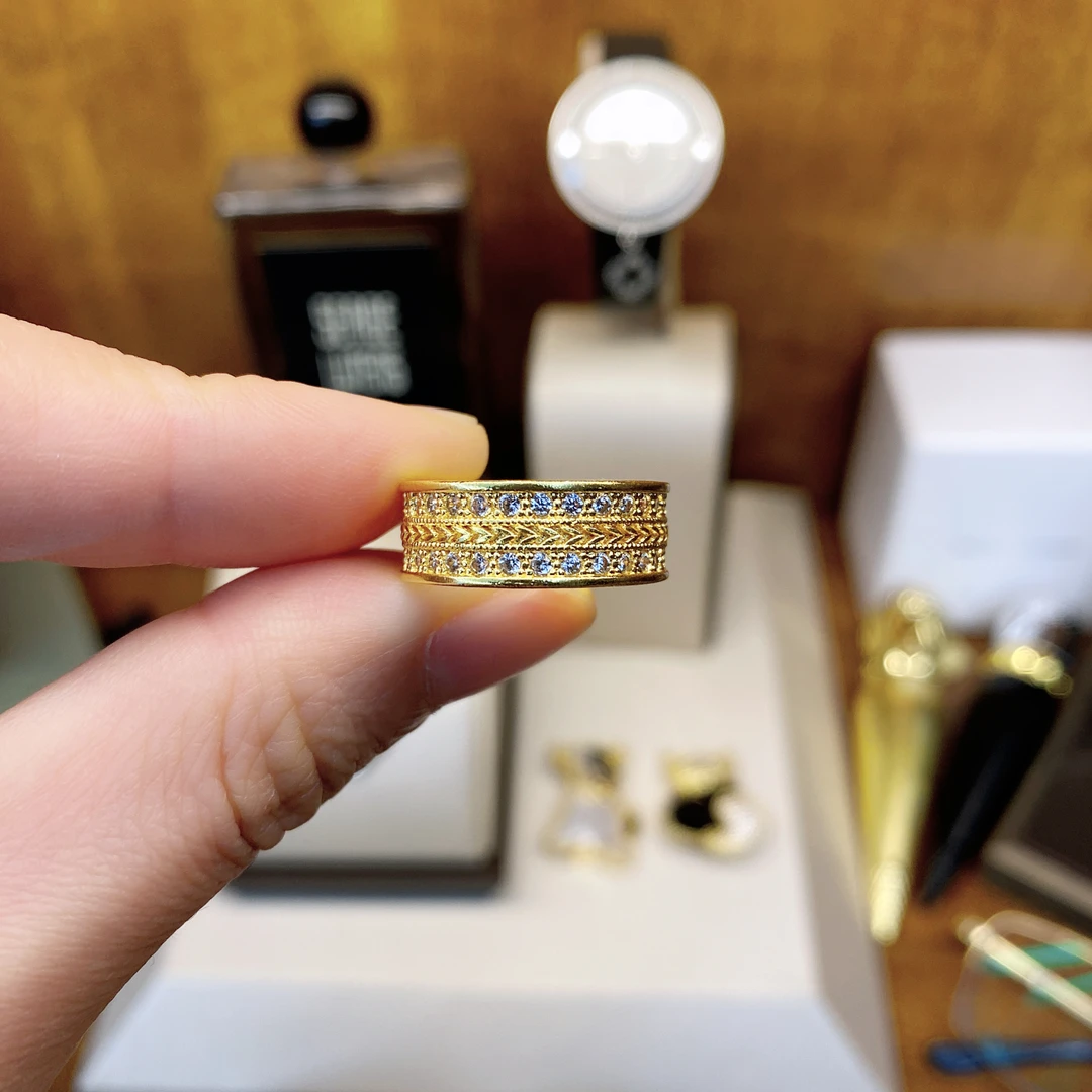 925银合成锆石戒指 黑标K穗穗平安时尚戒指dois12