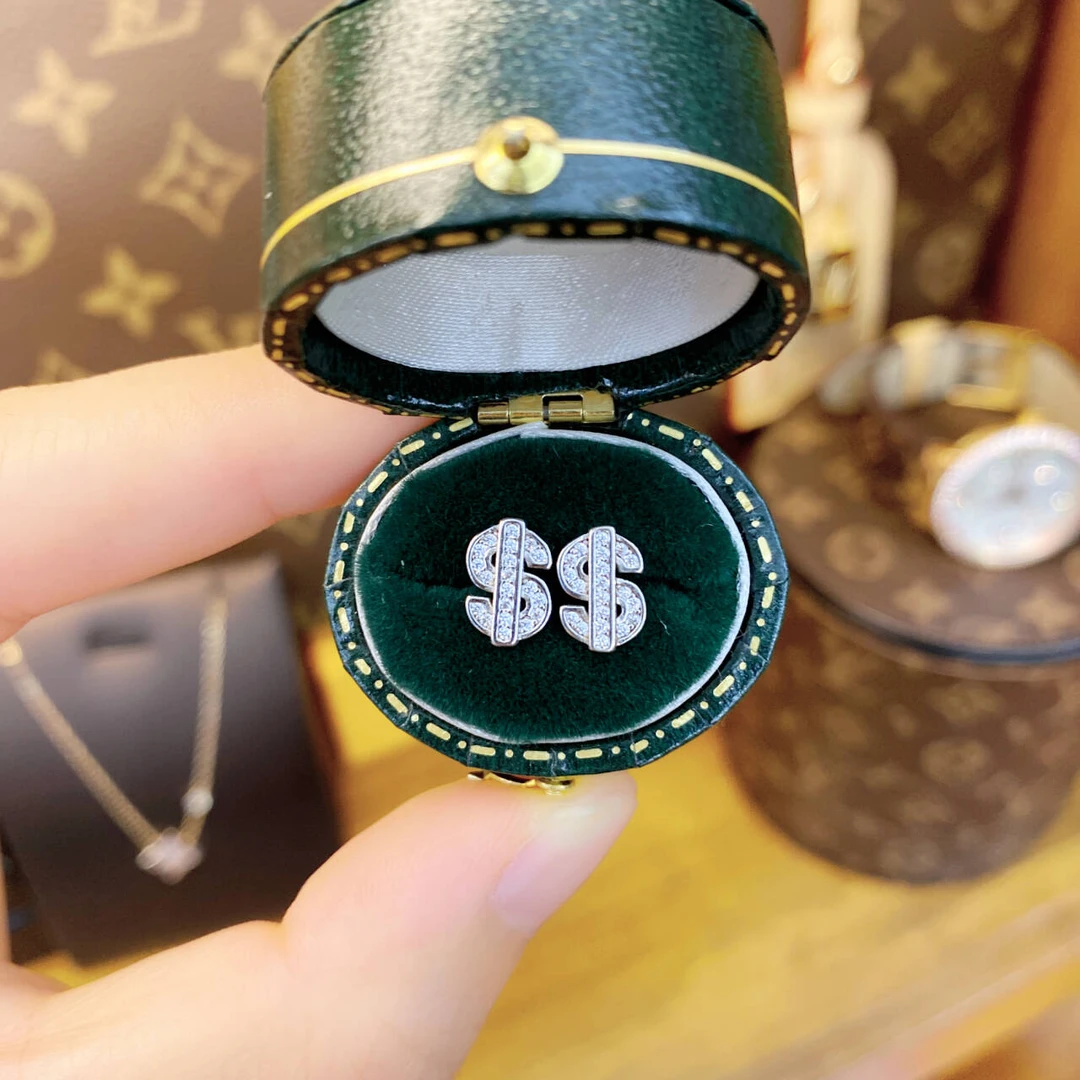 925银合成锆石耳饰 定制厚镀1MIL有钳时尚简约耳钉