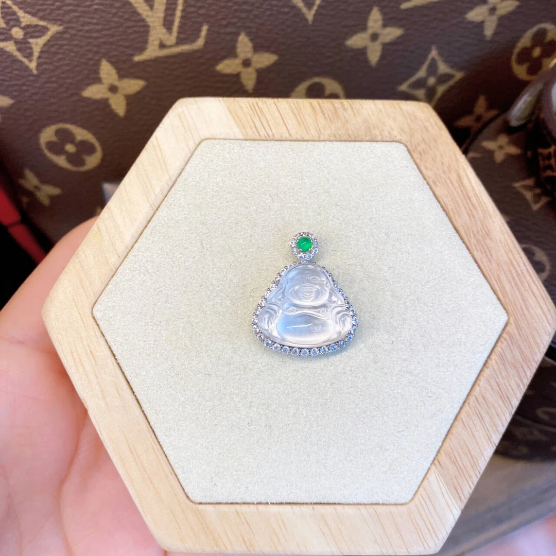 吊坠925银合成锆石 定制厚镀1MIL迷你封底大度宝镶嵌项链dois12