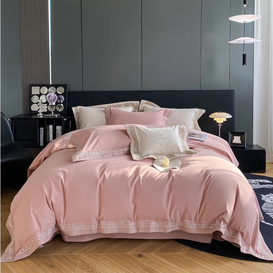 缙铂 【柏图】秋冬时尚轻奢纯色全棉磨毛四件套简约床上用品