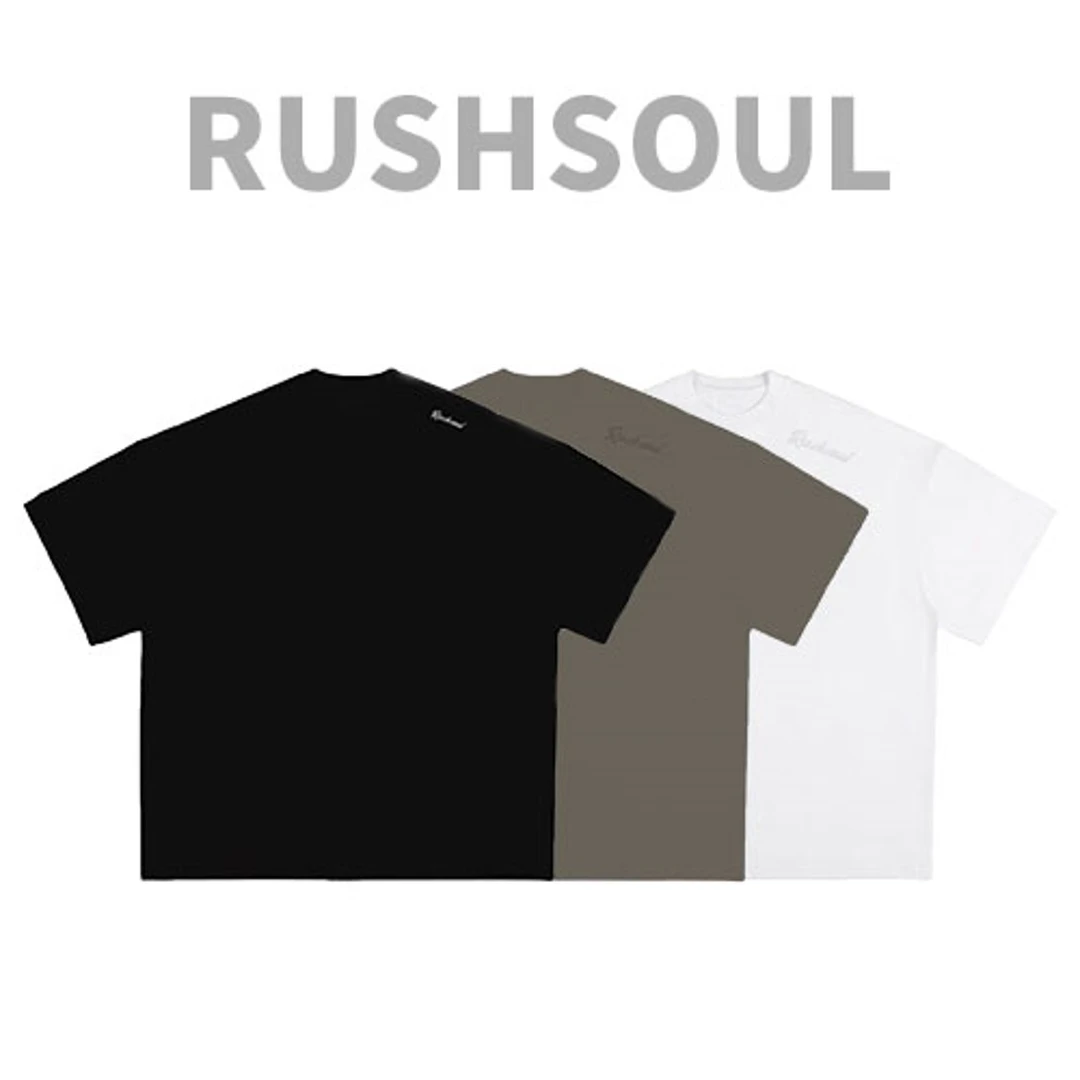 【王梦婷专属】RUSHSOUL 基础款重磅简约圆领潮流休闲宽松短袖t恤