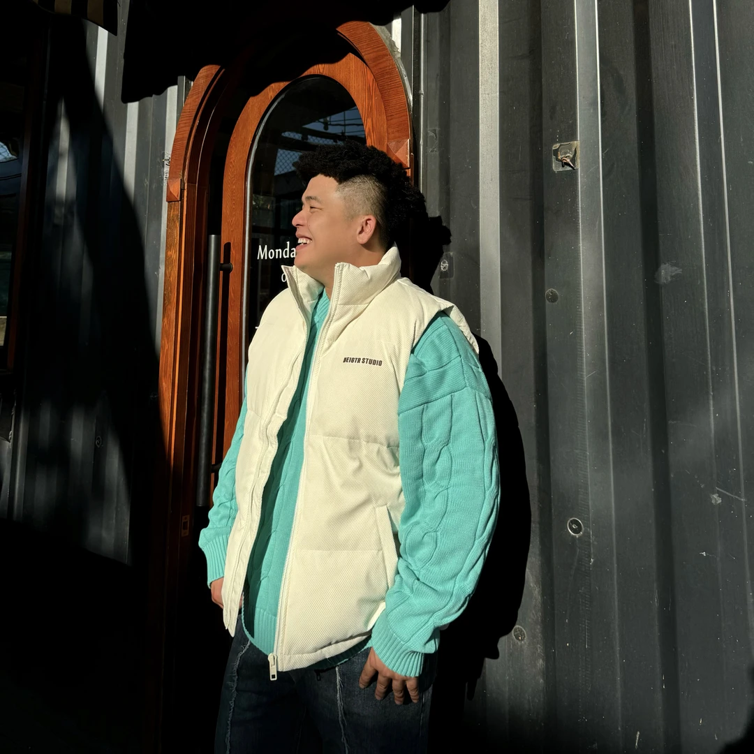 大码男装冬季潮牌羽绒马甲重磅大码外套男士加厚机车羽绒23169