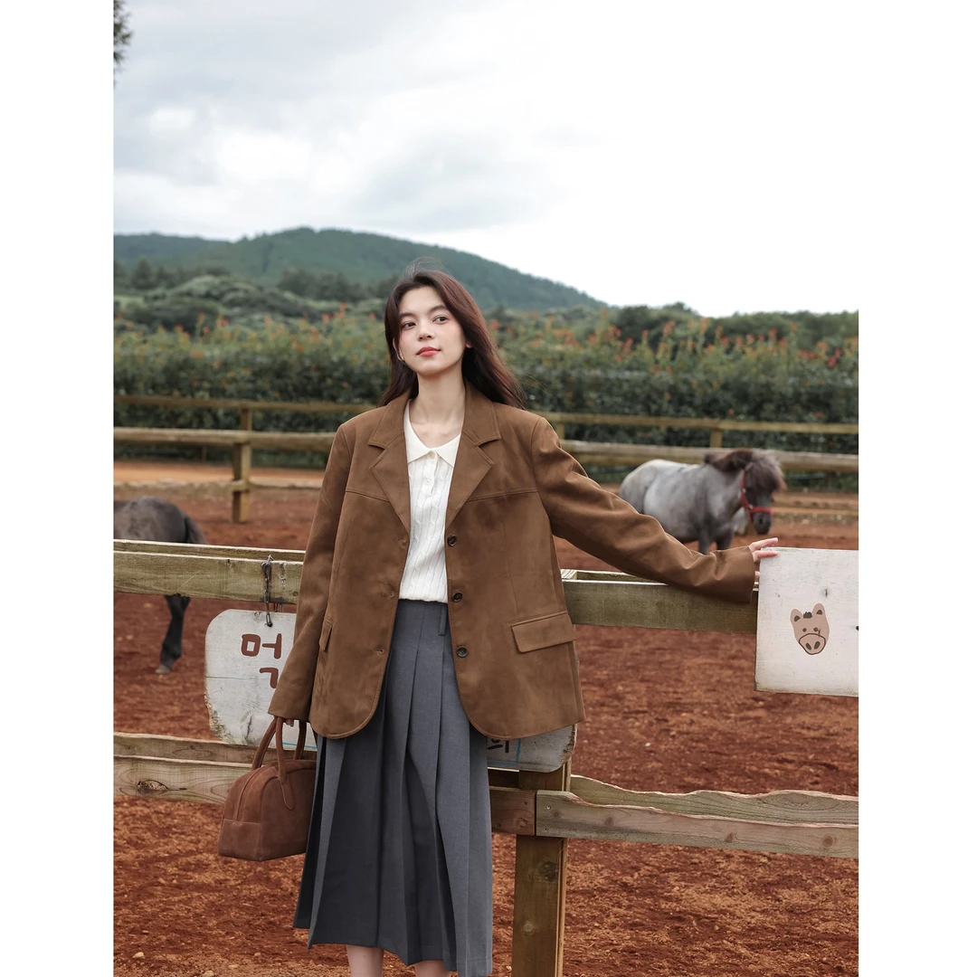 芝加哥往事/复古美拉德 休闲西装外套女早秋高级感宽松西服2025新