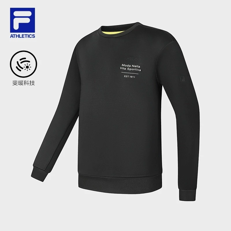 FILA斐乐套头卫衣男春健身运动简约针织长袖上衣A11M511218氧气