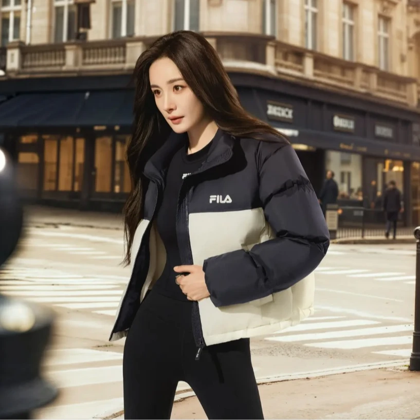 FILA斐乐女装冬季新款运动新潮拼接外套羽绒服短款-F11W449902F