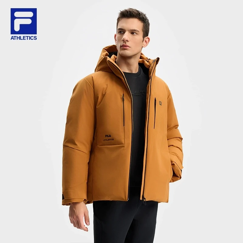 FILA斐乐男士羽绒服24冬季健身运动基础连帽保暖外套A11M441909