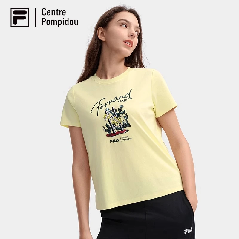 /斐乐 x蓬皮杜中心系列针织短袖24秋夏季女款刺绣 F11W438108