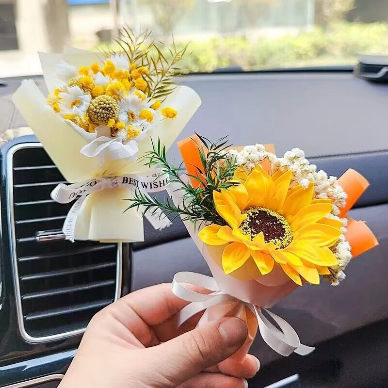 车载出风口装饰干花小花束空调口永生花干花摆件【夏天的第一束花】