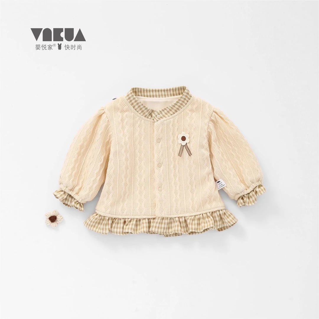 婴悦0-3岁女宝宝秋冬款韩版洋气甜美小淑女婴幼儿外套86622