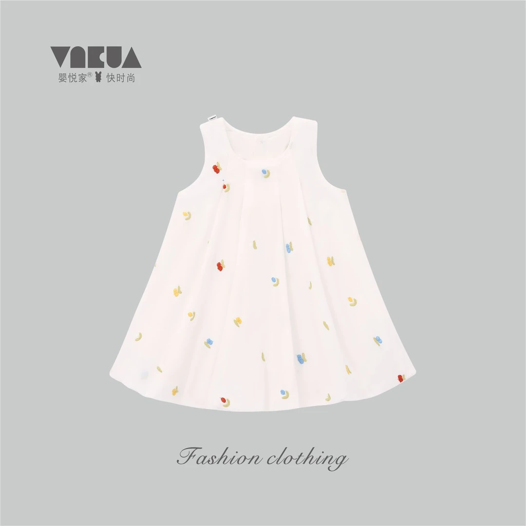 婴悦家夏季女宝宝时尚洋气休闲舒适甜美清凉无袖连衣裙 87489