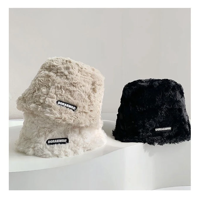 毛绒帽子女秋冬新款仿兔毛渔夫帽百搭保暖大头围盆帽水桶帽显脸小