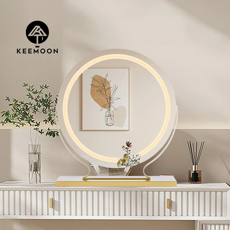 【满月】LED智能带灯化妆镜台式梳妆镜镜子化妆镜桌面圆形