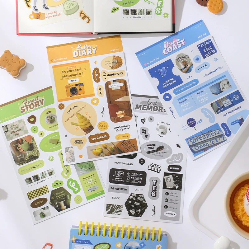 慢生活随想系列  不干胶贴纸ins手帐素材DIY装饰背卡贴纸4款