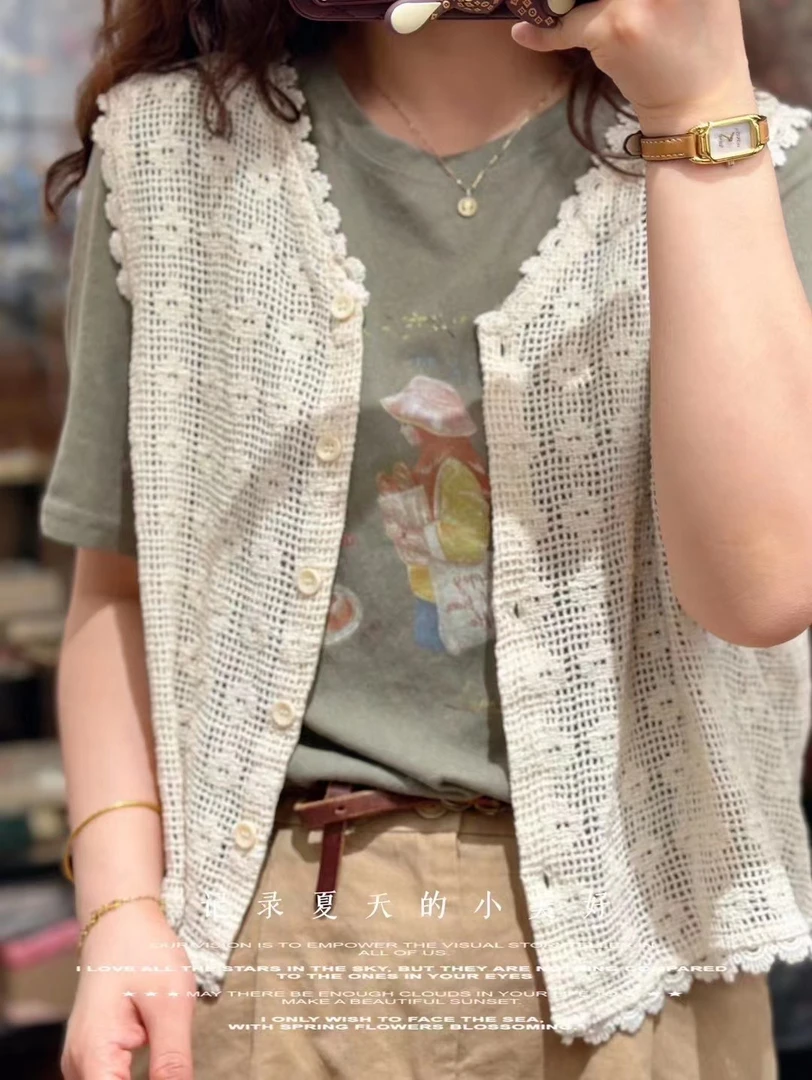 （新款）镂空文艺花边马甲