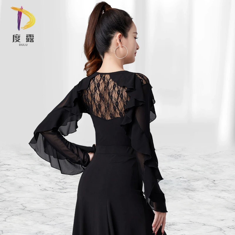 高端国标摩登舞连体上衣女带胸垫舞衣新款时尚跳交谊舞拉丁舞服装