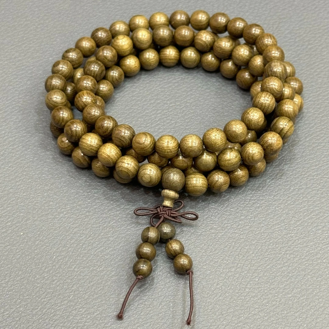 【A321】金丝楠0.8*108园珠多圈手串【乌金】