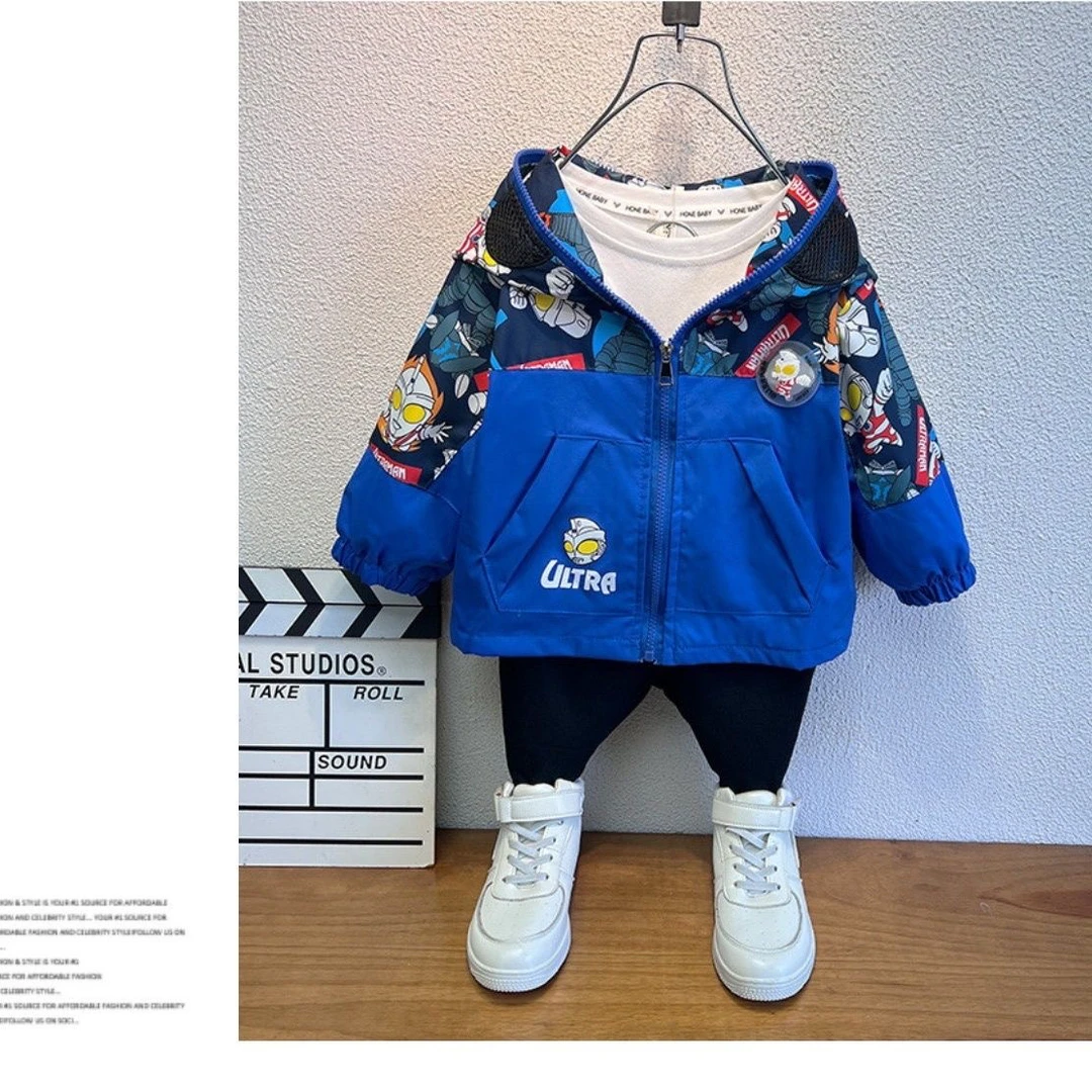 童装男童外套秋冬2024新款洋气宝宝奥特曼衣服儿童冬装男孩冲锋衣