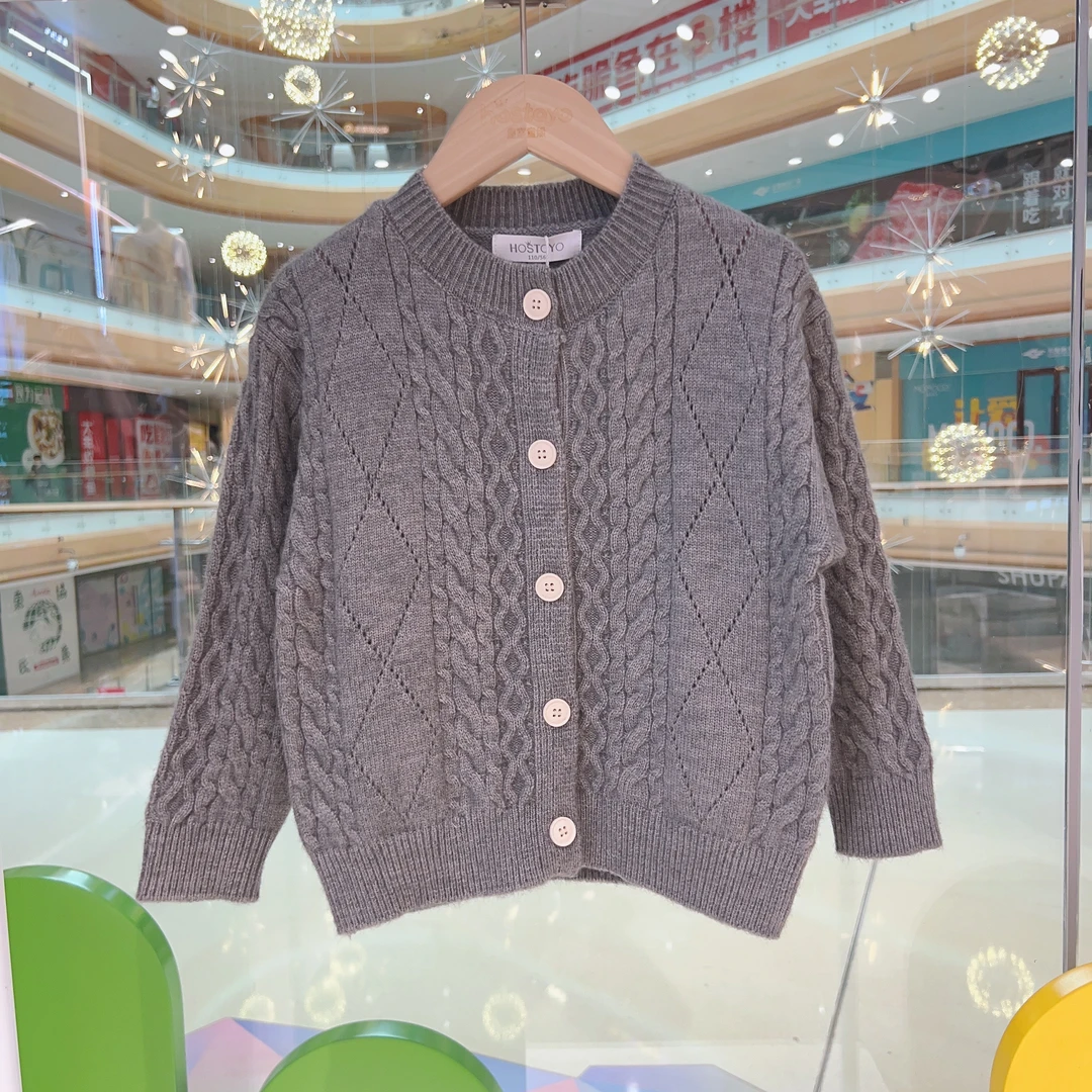 皇室童缘2024冬季新品女童休闲麻花针织开衫15830112014