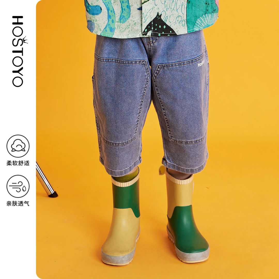 皇室童缘儿童男童2024夏款舒适休闲牛仔七分裤15280351001