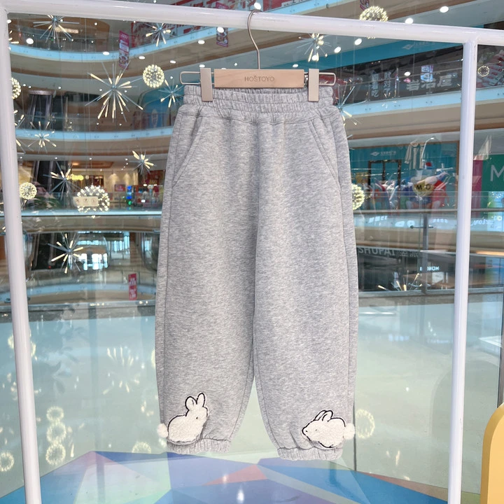 皇室童缘2025春季新品女童时尚休闲加厚绒小兔卫裤15880358009