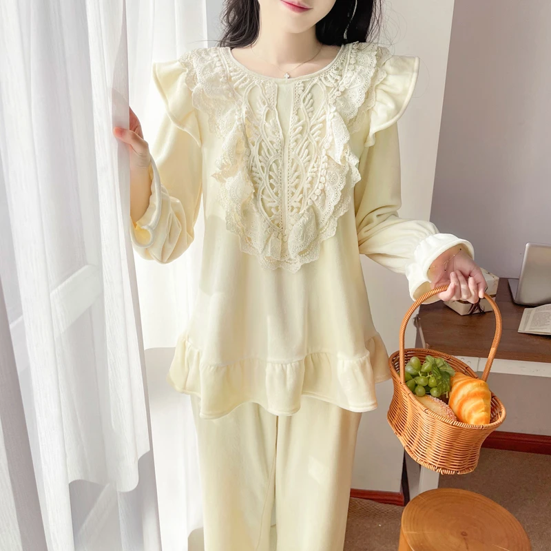 BIEN海岛绒薄绒睡衣女秋冬季甜美可爱公主风可外穿家居服2025新款