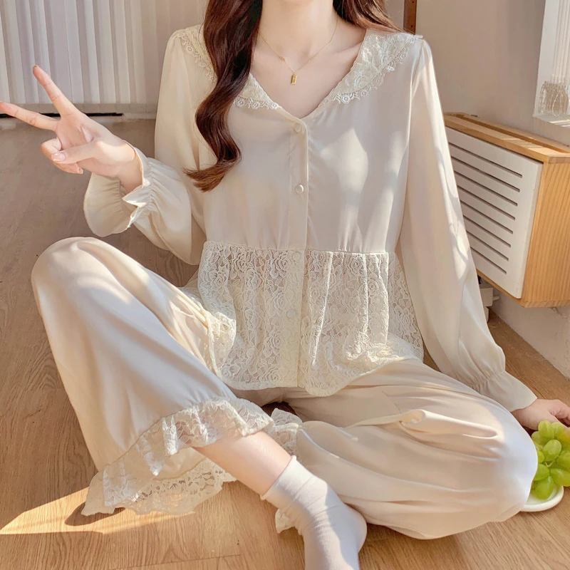 冰丝睡衣女士甜美可爱公主风宫廷仿真丝绸2025新款薄款宽松家居服