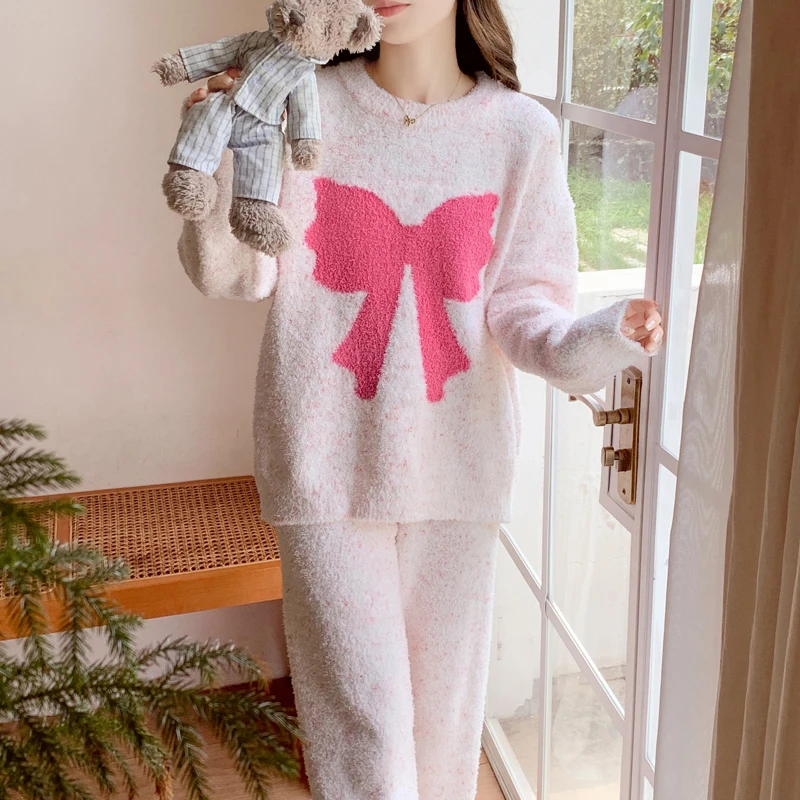 BIEN半边绒睡衣女秋冬季新款甜美可爱公主风家居服加绒加厚珊瑚绒