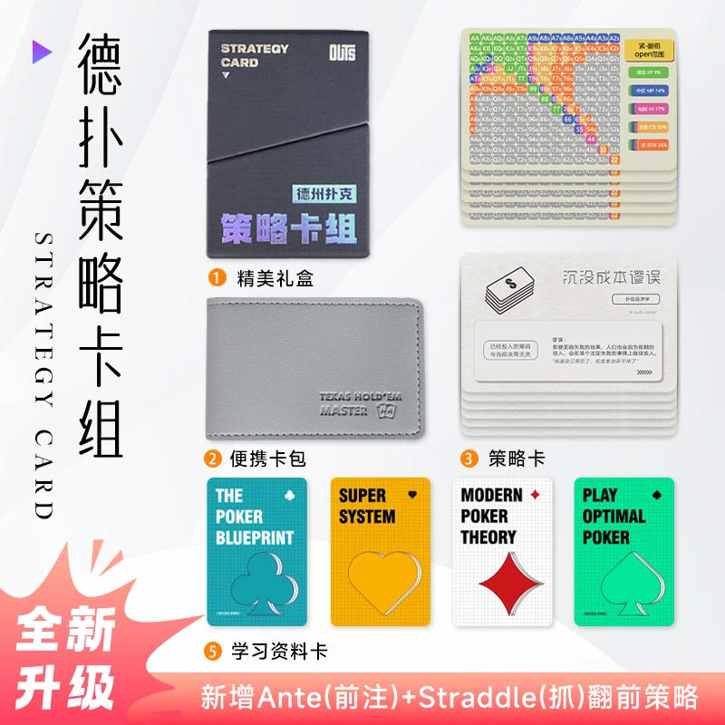 德扑策略卡组翻前便携卡包全新升级GTO策略卡包德州决策