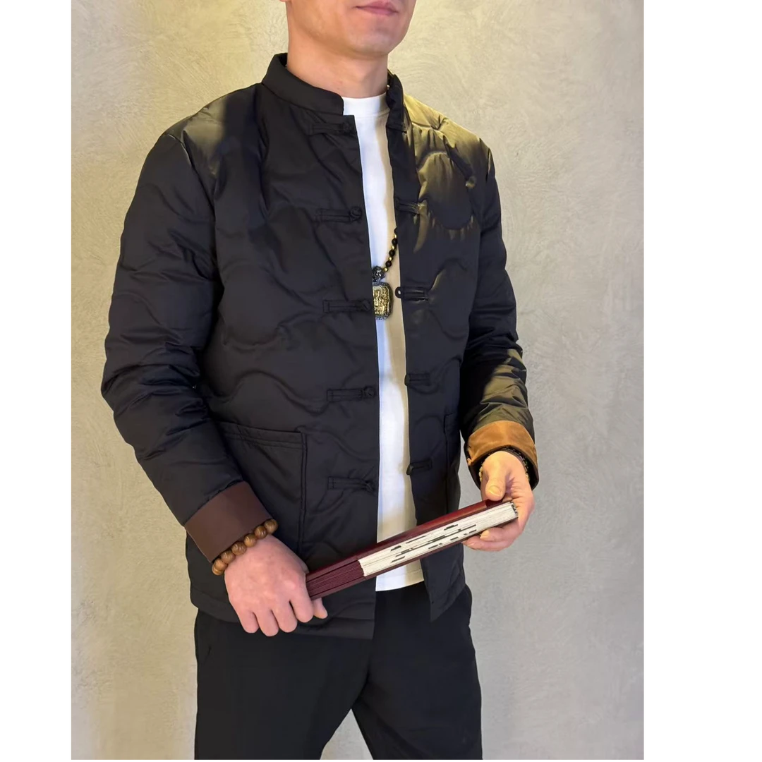 冬季新中式国潮男士立领盘扣羽绒外套轻奢时尚款保暖