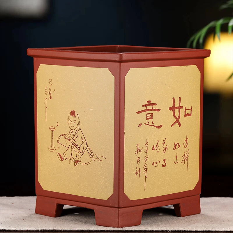 宜兴精品原矿紫砂君子兰花盆
