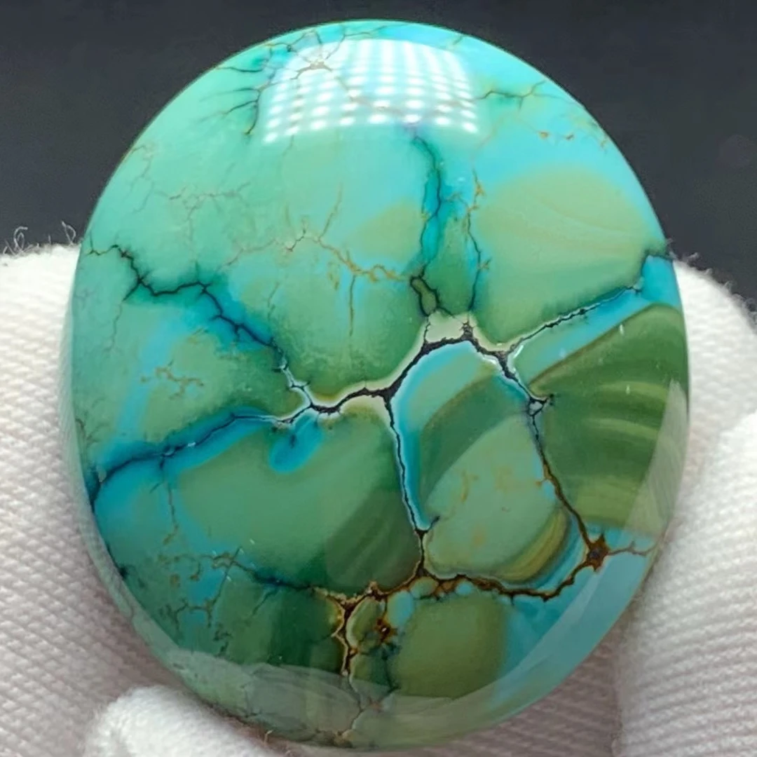 原矿精美唐三彩绿松石时尚蛋面 镶嵌手腕扣吊坠均可