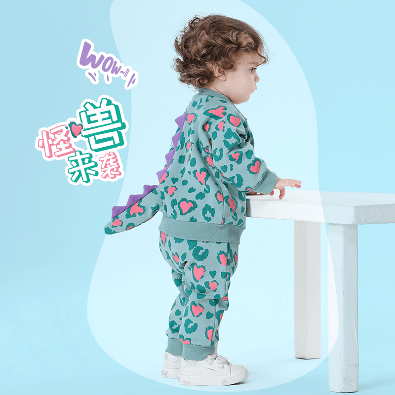 Tolo Rabbit/奇乐兔春季新款儿童两件套装洋气时髦中小童卡通套装