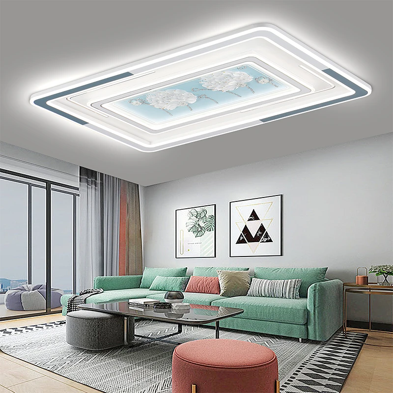 语音灯具全屋套餐组合客厅灯现代简约大气吊灯家用大客厅方形餐灯