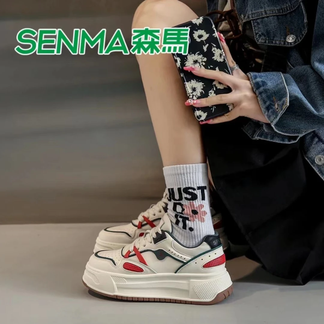 森马女2023秋季新款百搭增高厚底小众设计感休闲运动洋气小白鞋