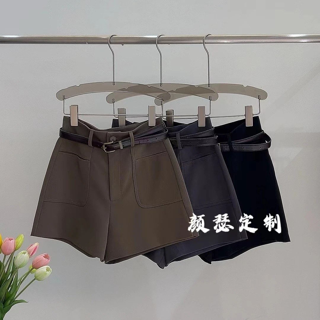 【颜瑟定制】高腰显瘦女士短裤2024早秋新款阔腿A字裤ins潮外穿8850