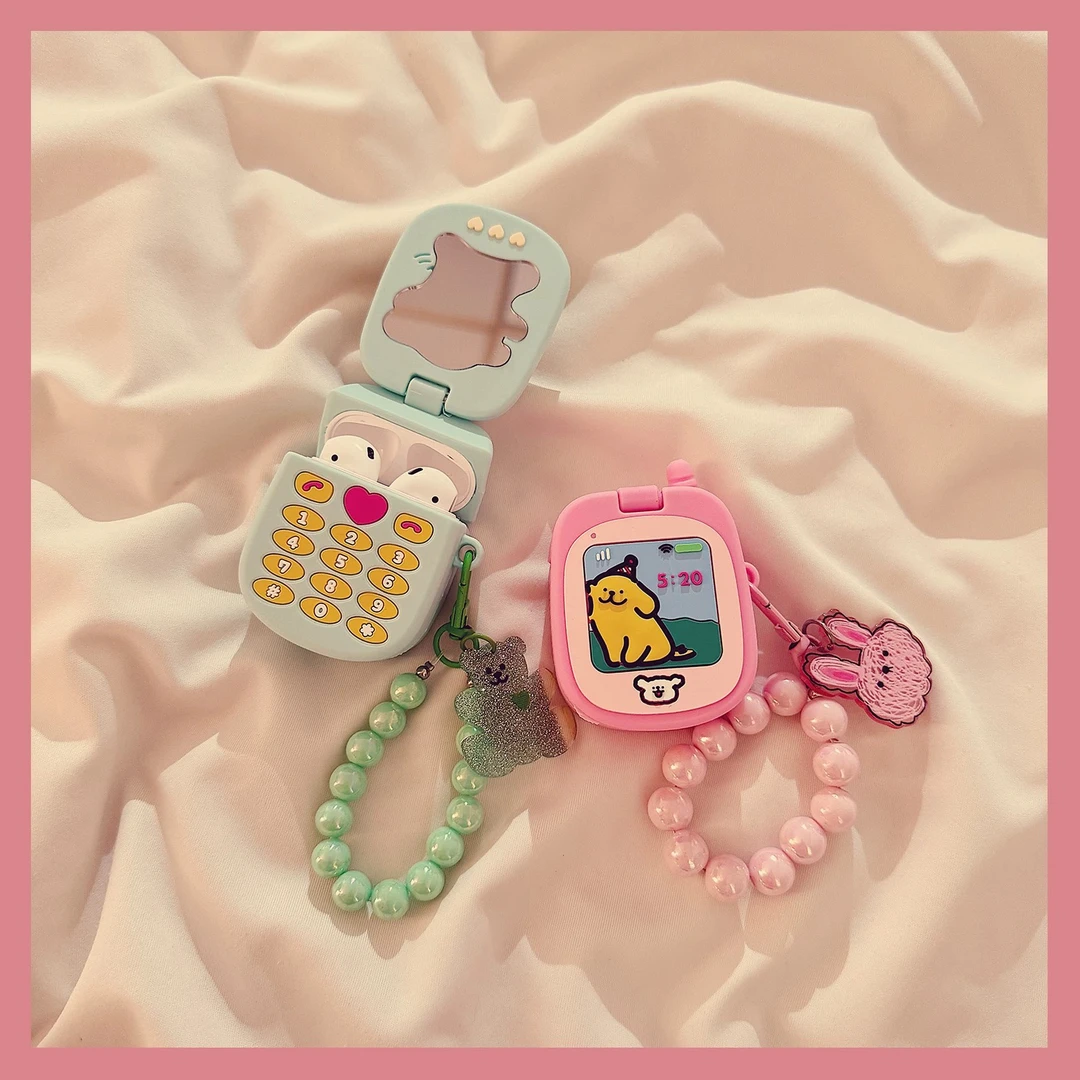 翻盖线条小狗大哥大AirPods4苹果1/2/Pro3代无线蓝牙硅胶耳机套软