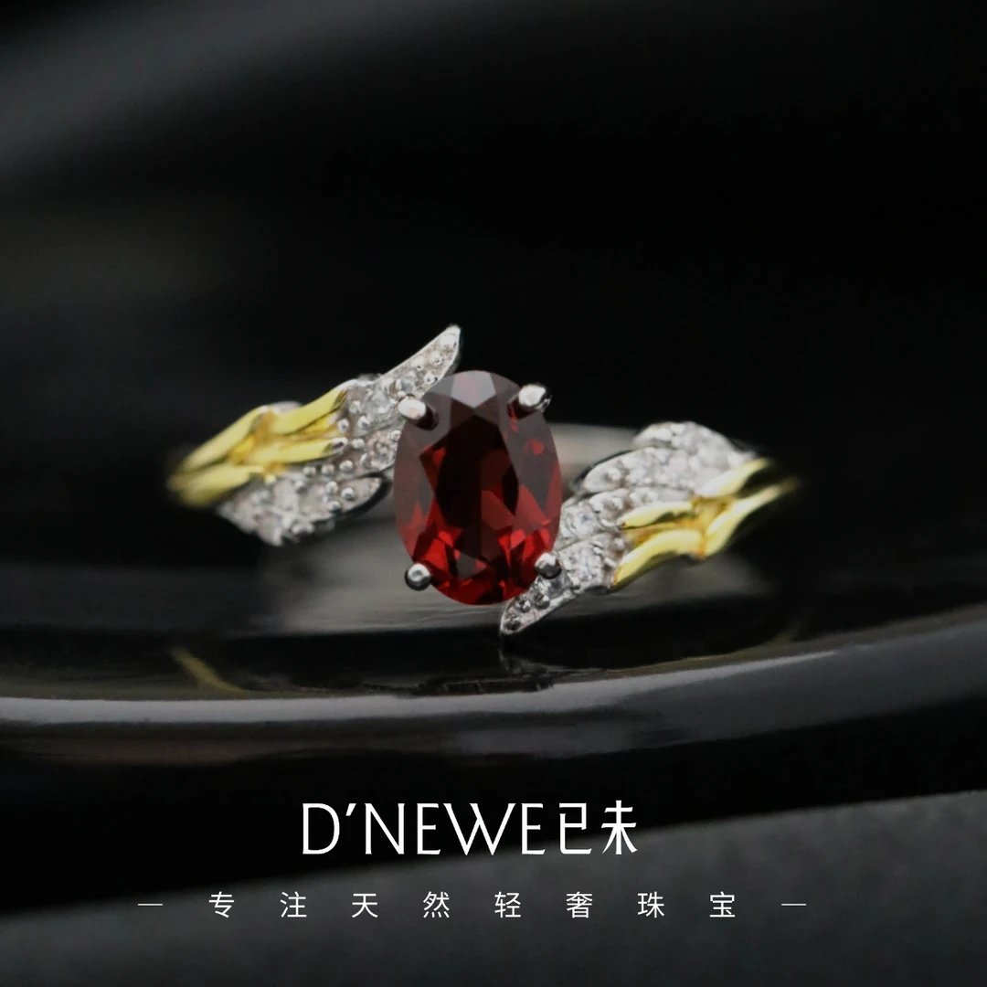 【守护天使】S925天然石榴石戒指