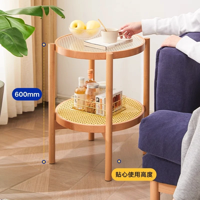 【捡漏专区】实木沙发边几小圆桌藤编玻璃小茶几简约边桌家用角几